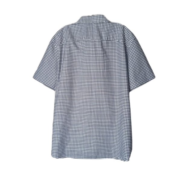 Theory Mens Shirt Blue/White Gingham Plaid Short Sleeve Button Cotton Sz. L/G - Picture 2 of 9